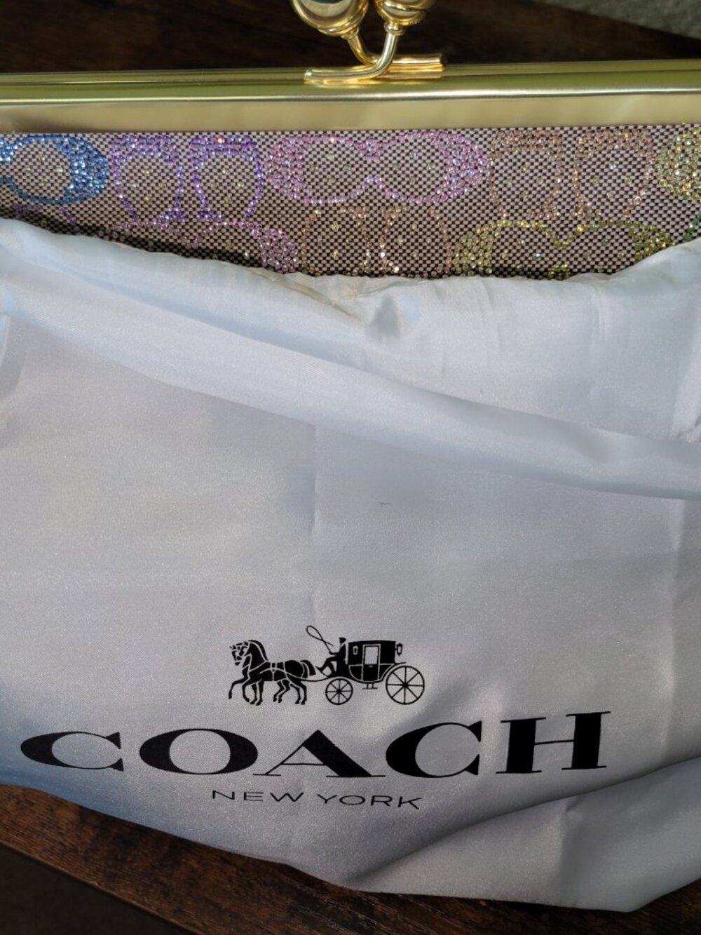 Coach Signature Jacquard Crystal Kisslock - Picture 8 of 8